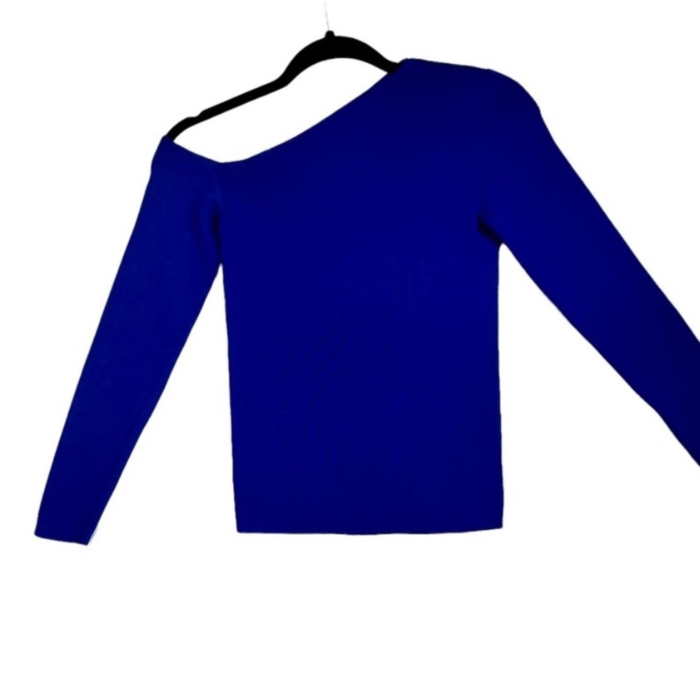 Chic Off-Shoulder Royal Blue Sweater, Size XS